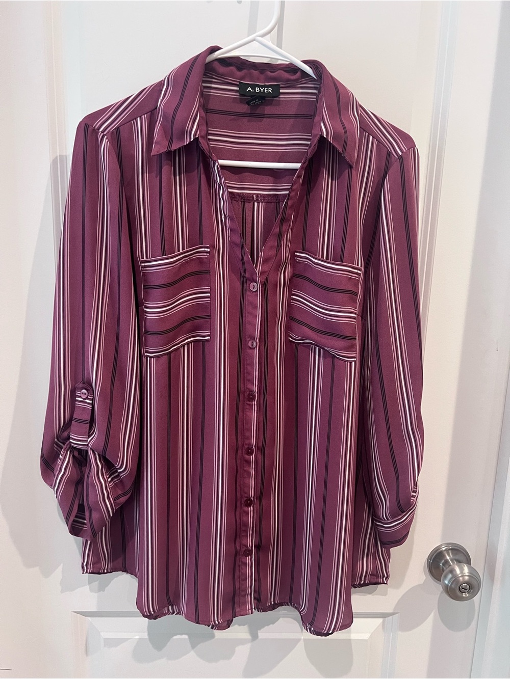 4/$13  A. Byer Striped Button-Down Shirt Size XL